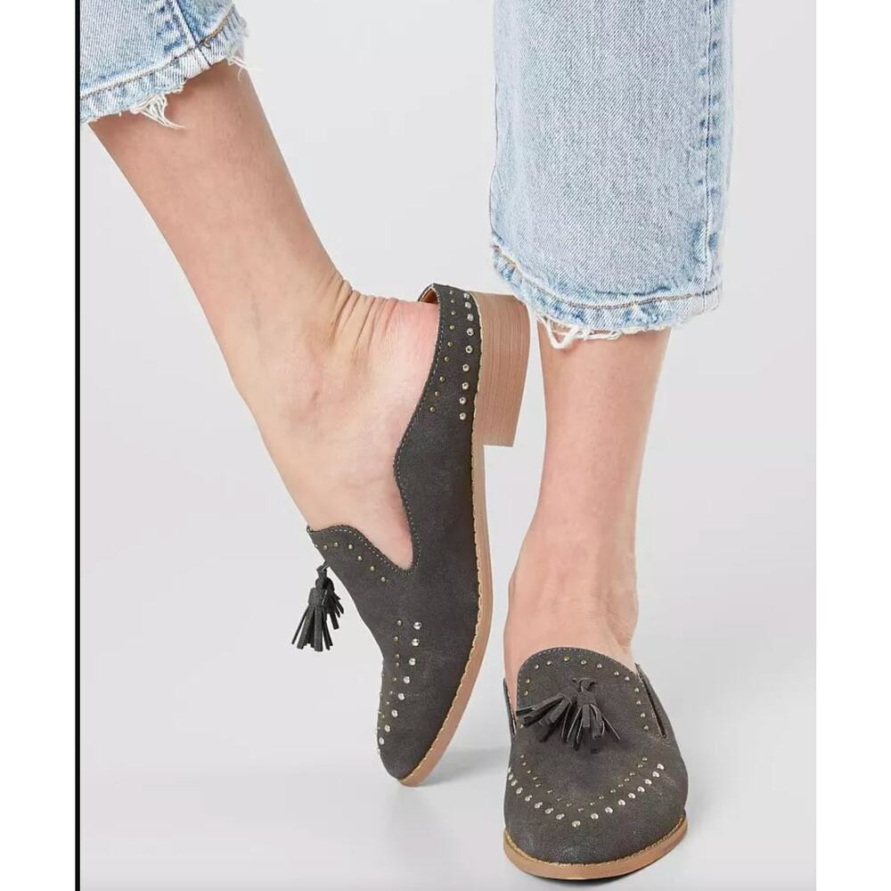 Mi.iM Adline Mule Shoes Gray Tassels Size 7